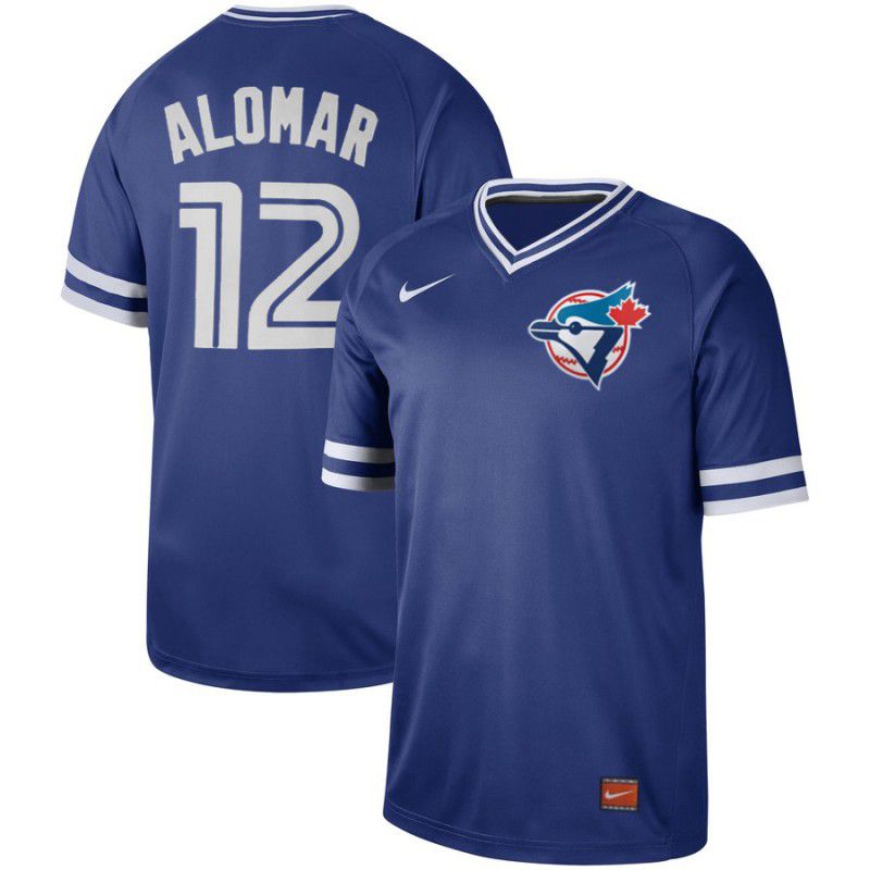 Men Toronto Blue Jays #12 Alomar Blue Nike Cooperstown Collection Legend V-Neck MLB Jersey